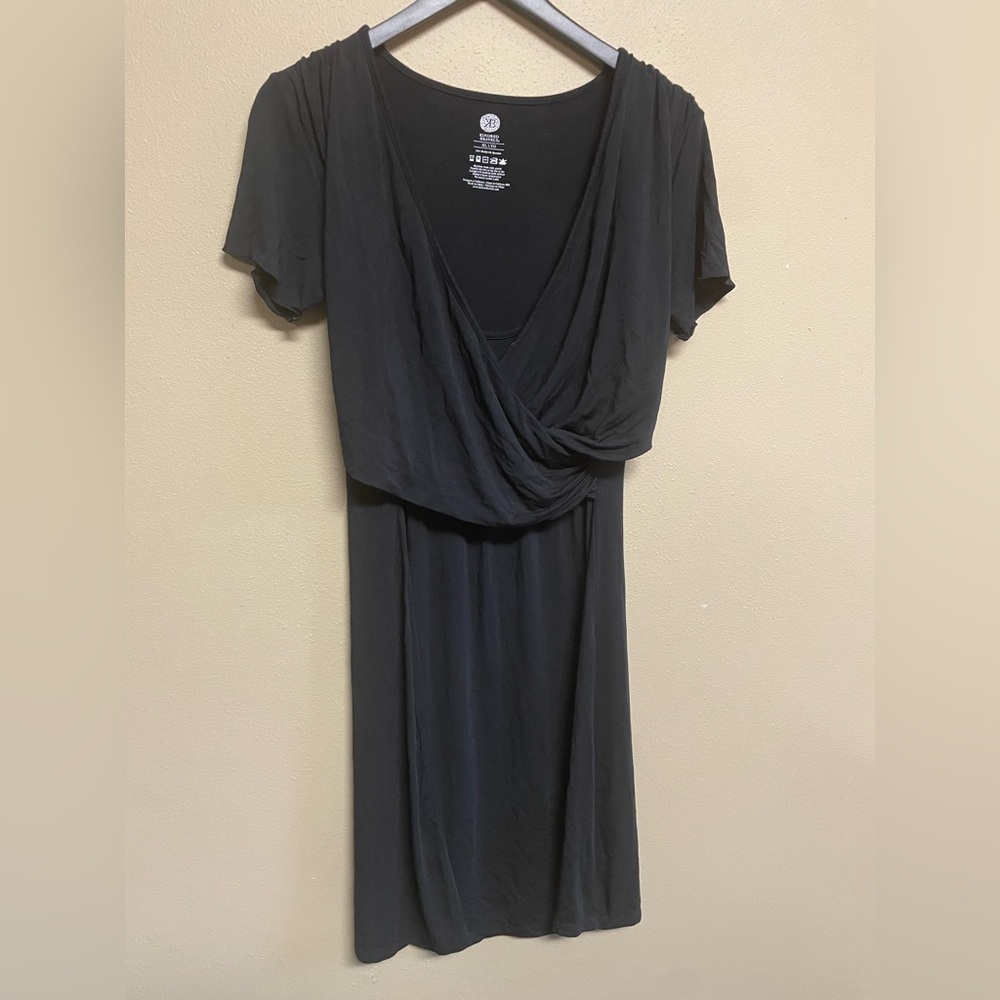 Kindred Bravely Black Maternity Nursing Postpartum Bamboo Wrap Dress XL